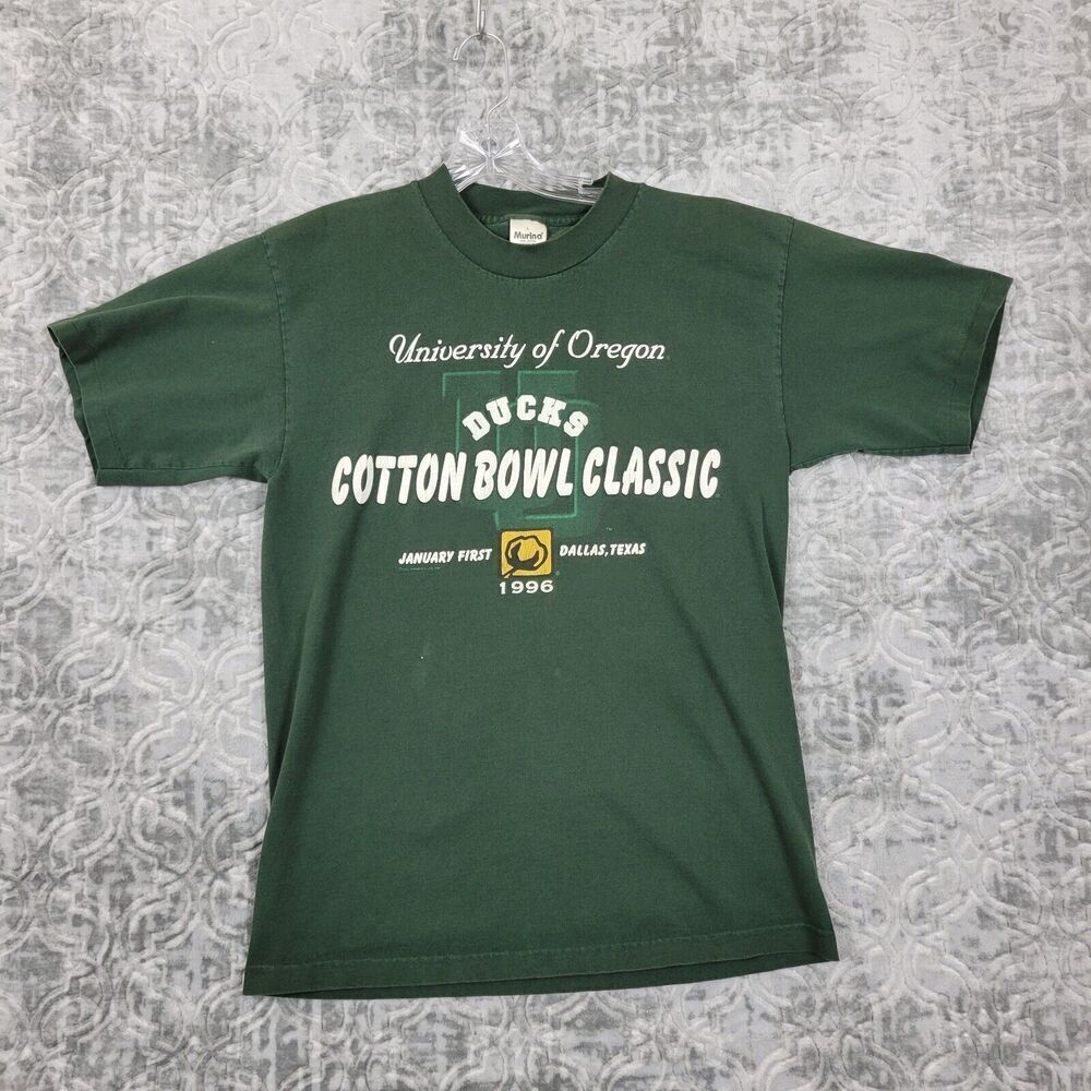 Vintage Oregon Ducks T Shirt Men's Large Green 1996 Cotton Bowl Classic USA Made